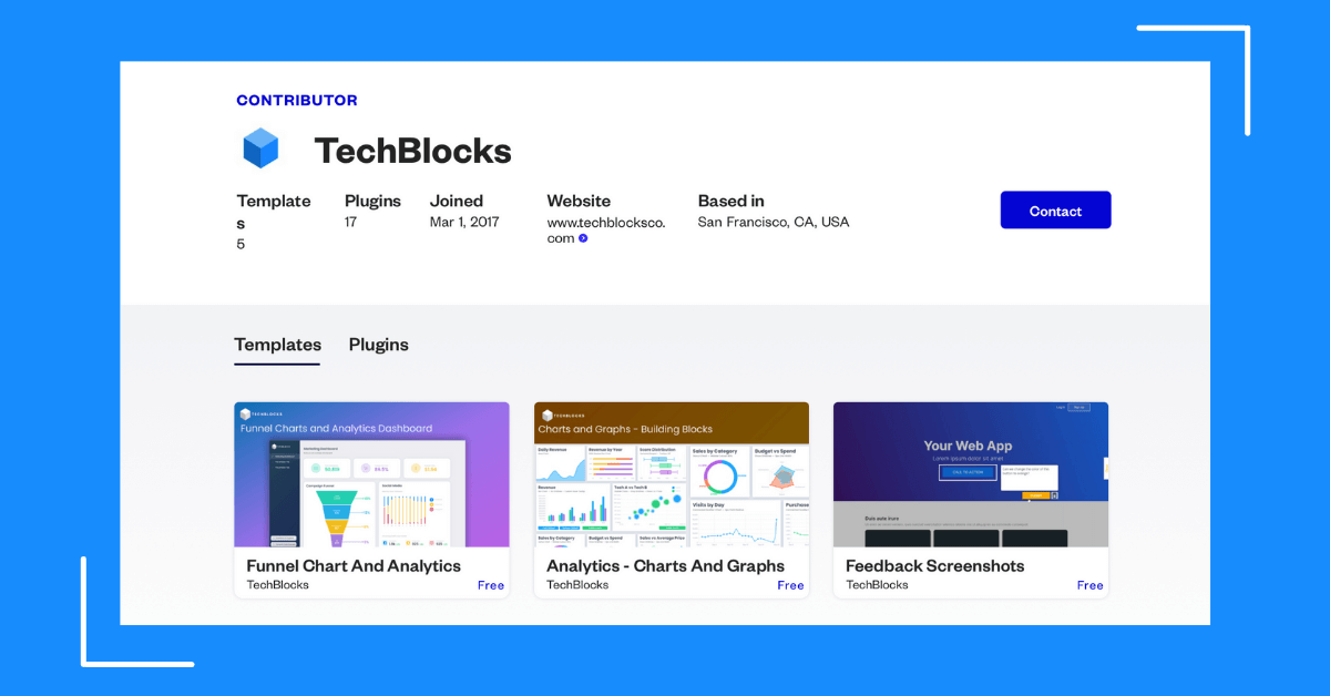 Bubble marketplace profile for Techblocks plugin developer