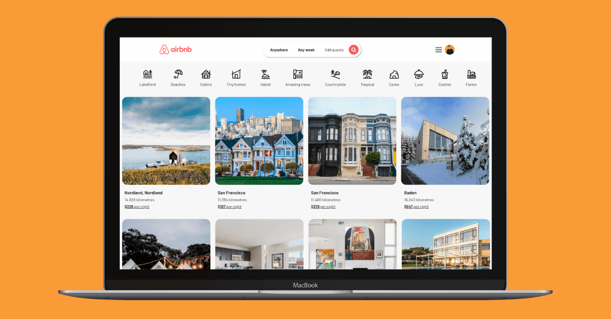 A screenshot of Airbnb marketplace clone built with Bubble.io