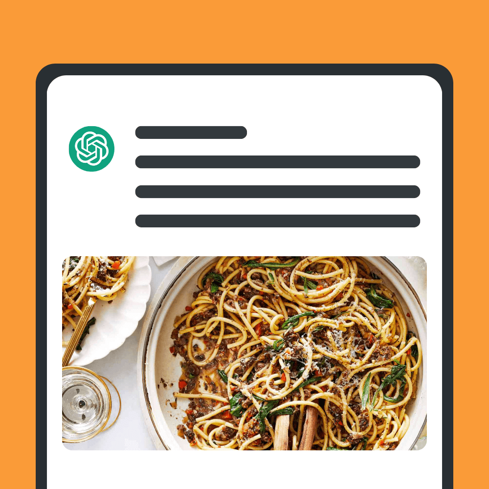 Screenshot of an AI recipe generator app
