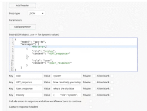 create completions call with OpenAI API