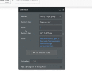 create a new action to set the state of an element